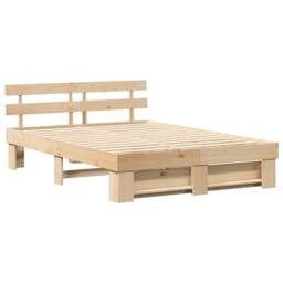 "Berkfield Home with Headboard Brown 53.1"" x 74.8 Pine wood in Light Tan"
