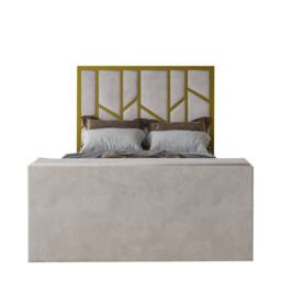 KDMD Sherlock Luxe Upholstered Gold & Pebble Television Bed Frame in Light Sand - Size: Single - thumbnail 2