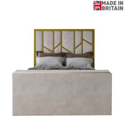 KDMD Sherlock Luxe Upholstered Gold & Pebble Television Bed Frame in Light Sand - Size: Single - thumbnail 3