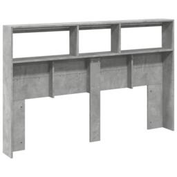 Berkfield Home Headboard Cabinet with LED Concrete Grey 160x17x102 cm - Size: 160 x 17 x 102 cm - thumbnail 8