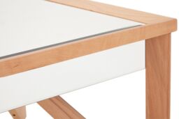 Orsina Coffee Table With Beech Wood Frame, Shiny Mirrored Finish Accent Table, Versatile Table For Everyday Use in Beige - thumbnail 6