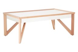 Orsina Coffee Table With Beech Wood Frame, Shiny Mirrored Finish Accent Table, Versatile Table For Everyday Use in Beige - thumbnail 2
