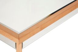 Orsina Coffee Table With Beech Wood Frame, Shiny Mirrored Finish Accent Table, Versatile Table For Everyday Use in Beige - thumbnail 5