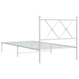 Berkfield Home Metal Bed Frame without Mattress with Headboard White 90x190cm - Size: 90x190 cm - thumbnail 6