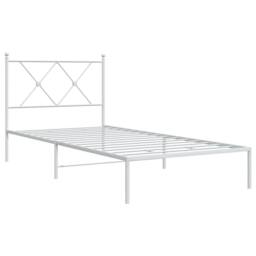 Berkfield Home Metal Bed Frame without Mattress with Headboard White 90x190cm - Size: 90x190 cm - thumbnail 3