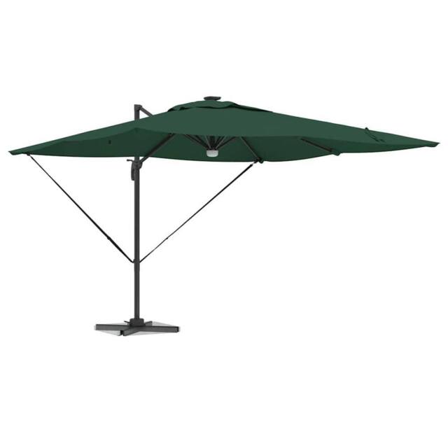 Berkfield Home Modern Cantilever Roma Parasol with LEDs Green 286x285x270 cm Alu - Size: 286 x 285 x 270 cm - image 1