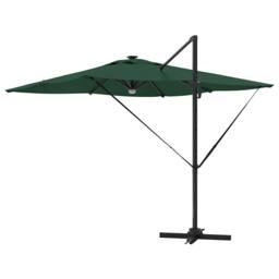 Berkfield Home Modern Cantilever Roma Parasol with LEDs Green 286x285x270 cm Alu - Size: 286 x 285 x 270 cm - thumbnail 8
