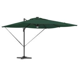 Berkfield Home Modern Cantilever Roma Parasol with LEDs Green 286x285x270 cm Alu - Size: 286 x 285 x 270 cm - thumbnail 1