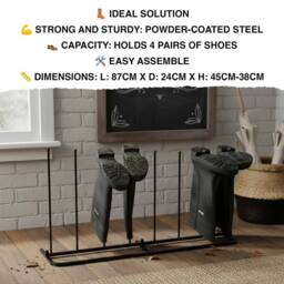 FLAVORA Woodside Steel Wellington Welly Boot Rack in Black - Size: 600mm - thumbnail 3