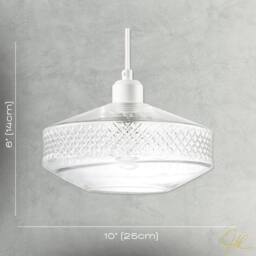 Happy Homewares Modern Glass Pendant Light Shade with Strip of 3D Shaped Diamonds in Clear - thumbnail 7