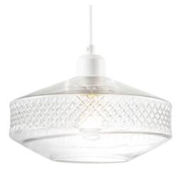 Happy Homewares Modern Glass Pendant Light Shade with Strip of 3D Shaped Diamonds in Clear - thumbnail 2