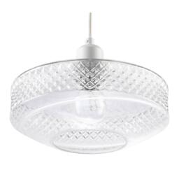 Happy Homewares Modern Glass Pendant Light Shade with Strip of 3D Shaped Diamonds in Clear - thumbnail 4