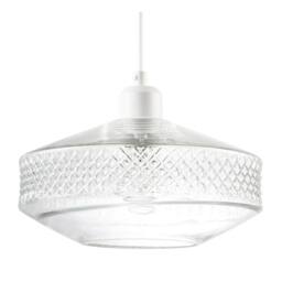Happy Homewares Modern Glass Pendant Light Shade with Strip of 3D Shaped Diamonds in Clear - thumbnail 1