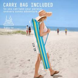 Voyager 2 Meters Beach Umbrella with Bag - Outdoor Garden Parasol, Waterproof in Lime - thumbnail 7