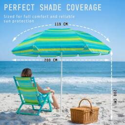 Voyager 2 Meters Beach Umbrella with Bag - Outdoor Garden Parasol, Waterproof in Lime - thumbnail 3