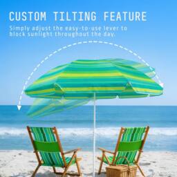Voyager 2 Meters Beach Umbrella with Bag - Outdoor Garden Parasol, Waterproof in Lime - thumbnail 5