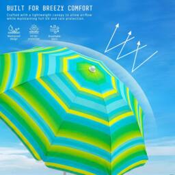 Voyager 2 Meters Beach Umbrella with Bag - Outdoor Garden Parasol, Waterproof in Lime - thumbnail 4