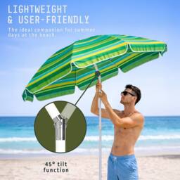 Voyager 2 Meters Beach Umbrella with Bag - Outdoor Garden Parasol, Waterproof in Lime - thumbnail 6