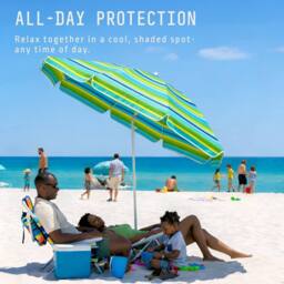Voyager 2 Meters Beach Umbrella with Bag - Outdoor Garden Parasol, Waterproof in Lime - thumbnail 2