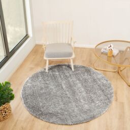 Livabliss Cloudy Shag-Solid Color Beige White Grey Blue Pink Green Yellow Black Red Soft Plush Pile Living Rug in Dark Grey - Size: 120 cm diameter - thumbnail 8