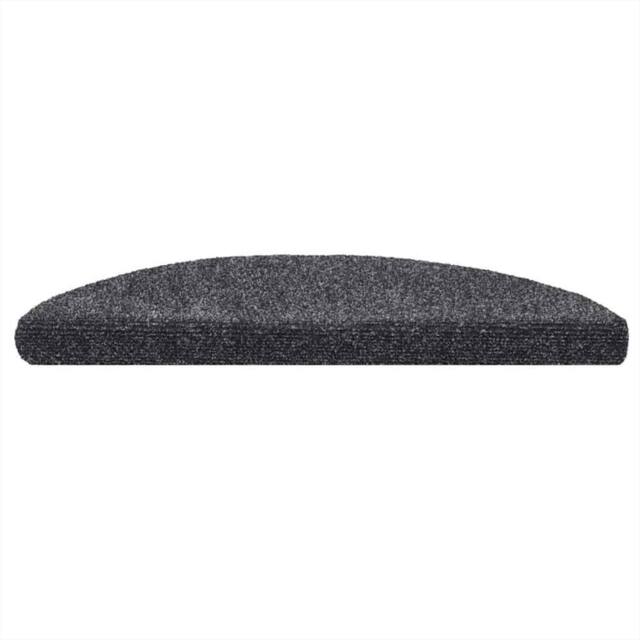 Berkfield Home Self-adhesive Stair Mats 5 pcs Dark Grey 56x17x3 cm Needle Punch - Size: Medium - image 1