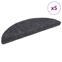 Berkfield Home Self-adhesive Stair Mats 5 pcs Dark Grey 56x17x3 cm Needle Punch - Size: Medium - thumbnail 2