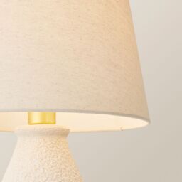 ValueLights Helena Natural Taper Shade Cream Speckled Ceramic Table Lamp with Bulb - thumbnail 4