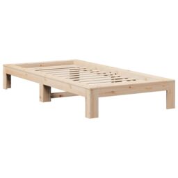 Berkfield Home Bed Frame without Mattress 90x190 cm Single Solid Wood Pine in Brown - thumbnail 3