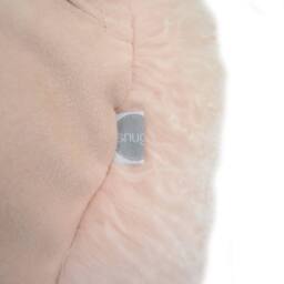 SNUGRUGS Round Mongolian Long Curly Wool Sheepskin Cushion with Inner - 40cm in Pale Pink - thumbnail 3