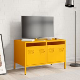 Berkfield Home TV Cabinet Mustard Yellow 68x39x43.5 cm Cold-rolled Steel - thumbnail 3