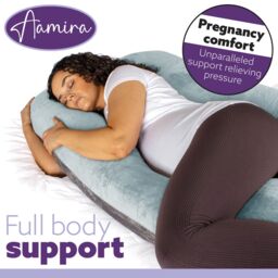 Aamira Women's Pregnancy Pillow Memory Foam U Shaped Maternity Support Pillow Blue & Grey - thumbnail 6