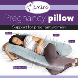 Aamira Women's Pregnancy Pillow Memory Foam U Shaped Maternity Support Pillow Blue & Grey - thumbnail 2