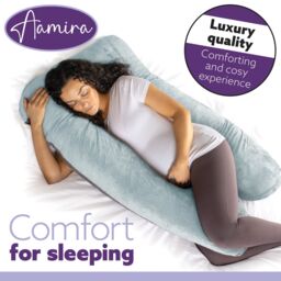 Aamira Women's Pregnancy Pillow Memory Foam U Shaped Maternity Support Pillow Blue & Grey - thumbnail 4