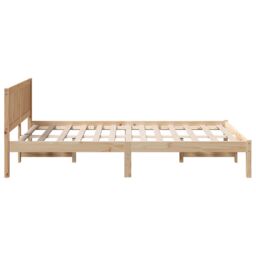 Berkfield Home Pine Wood Bed Frame Natural Solid Pine wood Double Durable in Brown - thumbnail 7