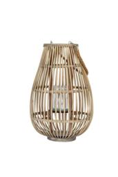 KDMD Large Ellipse Wicker Lantern with Glass Holder - Warm Glow in Brown
