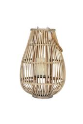 KDMD Large Ellipse Wicker Lantern with Glass Holder - Warm Glow in Brown - thumbnail 2