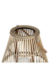 KDMD Large Ellipse Wicker Lantern with Glass Holder - Warm Glow in Brown - thumbnail 3