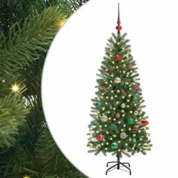 Berkfield Home Elegant Artificial Christmas Tree with 150 LEDs Green 150 cm PE a - thumbnail 3