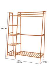ExtraStar Brown Bamboo Garment Rack with Shelves Freestanding 130cm - thumbnail 8
