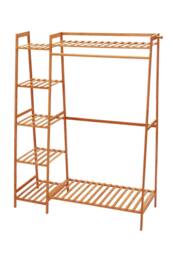 ExtraStar Brown Bamboo Garment Rack with Shelves Freestanding 130cm - thumbnail 3