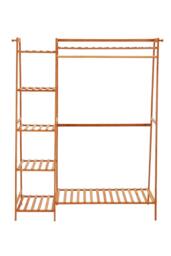 ExtraStar Brown Bamboo Garment Rack with Shelves Freestanding 130cm - thumbnail 2