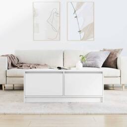 Berkfield Home Decorative Coffee Table with Drawers White 100x100x40 cm - Size: 100 x 100 x 40 cm - thumbnail 1