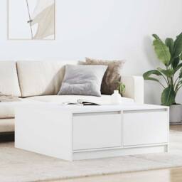 Berkfield Home Decorative Coffee Table with Drawers White 100x100x40 cm - Size: 100 x 100 x 40 cm - thumbnail 2