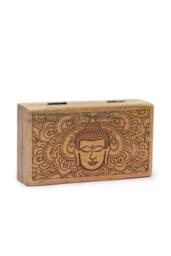 KDMD Med Square Box 17x10x4.2cm - Buddha Face Black Engraved in Brown - Size: 17x10x4.2 cm - thumbnail 1