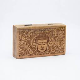 KDMD Med Square Box 17x10x4.2cm - Buddha Face Black Engraved in Brown - Size: 17x10x4.2 cm - thumbnail 4