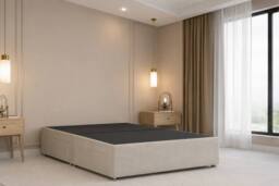 "Chester & Oakley Velora Plush Divan Bed Base No Drawers 54"" Winged Headboard in Cream - Size: Single" - thumbnail 4