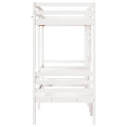 Berkfield Home Loft Bed Frame with Desk & Chairs White 90x190cm Solid Wood Pine - Size: 90x190 cm - thumbnail 6