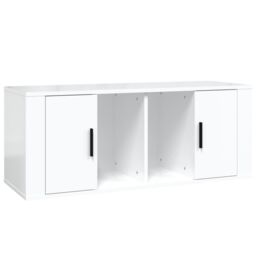 Berkfield Home TV Cabinet High Gloss White 100x35x40 cm Engineered Wood - Size: 100 x 35 x 40 cm - thumbnail 2