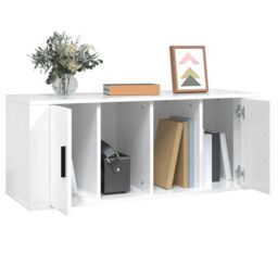Berkfield Home TV Cabinet High Gloss White 100x35x40 cm Engineered Wood - Size: 100 x 35 x 40 cm - thumbnail 4