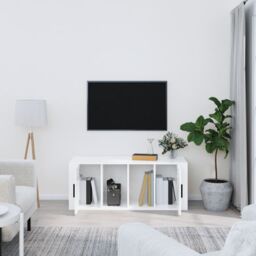 Berkfield Home TV Cabinet High Gloss White 100x35x40 cm Engineered Wood - Size: 100 x 35 x 40 cm - thumbnail 3